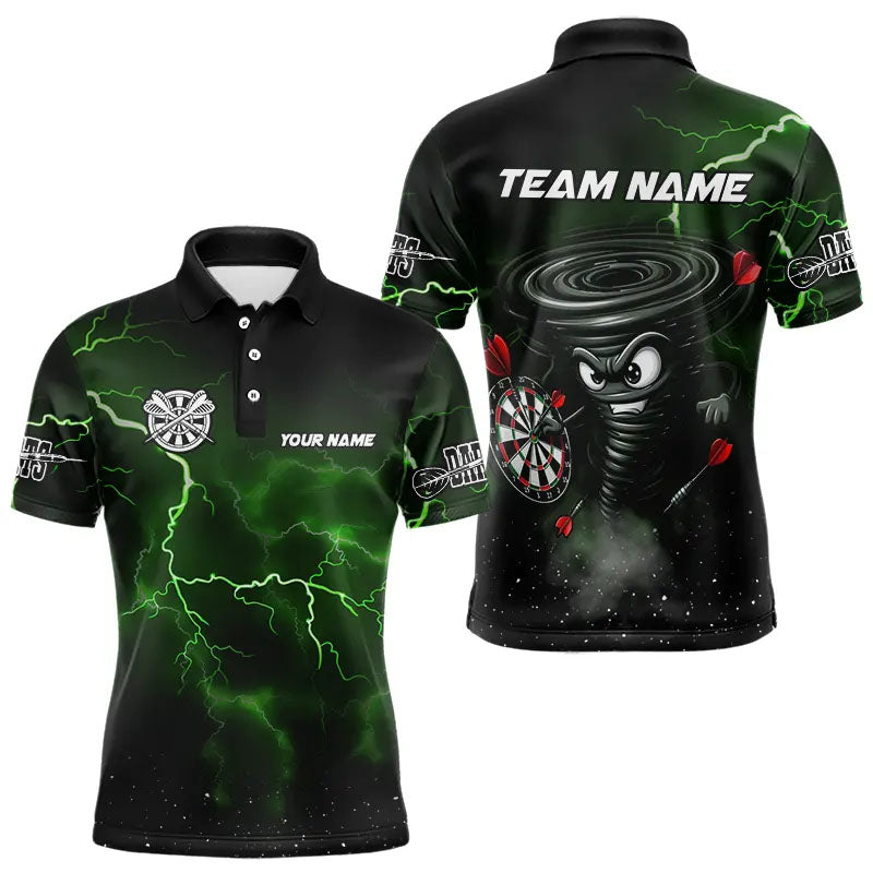 Personalized Thunder Lightning Funny Storm Custom Dart Shirt For Men, Cool Green Dart Team Jerseys TDM3497