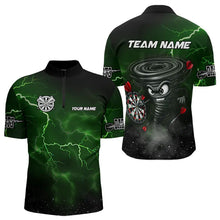 Load image into Gallery viewer, Personalized Thunder Lightning Funny Storm Custom Dart Shirt For Men, Cool Green Dart Team Jerseys TDM3497