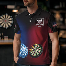 Load image into Gallery viewer, Blue And Red Dart Water Fire Men Dart Shirt With Pocket Custom Dart Jerseys TDM3500
