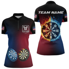 Load image into Gallery viewer, Blue And Red Dart Water Fire Women Dart Shirt With Pocket Custom Dart Jerseys TDM3500