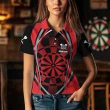 Load image into Gallery viewer, Personalized Black And Red Dartboard Pattern Dart Shirts For Women Custom Dart Jerseys Team Uniform TDM3651