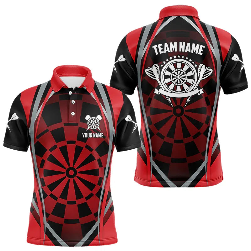 Personalized Black And Red Dartboard Pattern Dart Shirts For Men Custom Dart Jerseys Team Uniform TDM3651