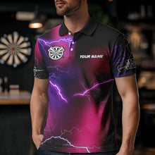 Load image into Gallery viewer, Personalized Pink Thunder Lightning Tornado Custom Funny Dart Shirts For Men, Cool Dart Team Jersey TDM3652