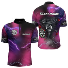 Load image into Gallery viewer, Personalized Pink Thunder Lightning Tornado Custom Funny Dart Shirts For Men, Cool Dart Team Jersey TDM3652