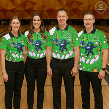 Load image into Gallery viewer, Green Funny Bowling Ball Jersey For Men Custom Bowling Team Shirt, Bowling Uniform Polo &amp; 1/4 Zip TDM6422