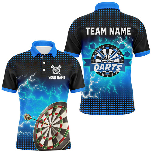 Personalized Blue Dartboard Thunder Lightning 3D Printed Darts Shirts For Men Darts Team Jerseys TDM1916