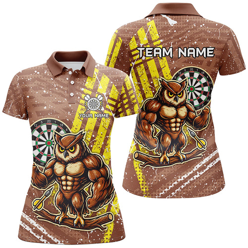 Personalized Funny Owl Darts Shirts For Women Custom Brown Darts Jerseys, Unique Darts Apparel TDM1918