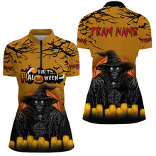 Load image into Gallery viewer, Personalized Death Skeleton Halloween Women Darts Shirts, Funny Halloween Shirts For Darts Lover TDM2619