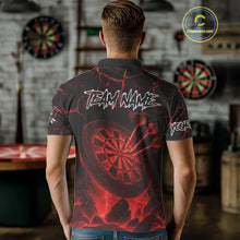 Load image into Gallery viewer, Personalized Skull Cracks Pattern Red Darts Shirt For Men Custom Dart League Jersey Polo &amp; 1/4 Zip TDM5104