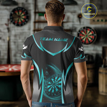 Load image into Gallery viewer, Turquoise Dartboard Lightning Darts Polo &amp; 1/4 Zip Custom Darts Shirt For Men, Darts Team Jersey TDM5333