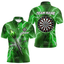Load image into Gallery viewer, Green Thunder Lightning 3D Women Darts Polo &amp; Quarter Zip Custom Dart Shirts For Men Dart Jerseys TDM3338