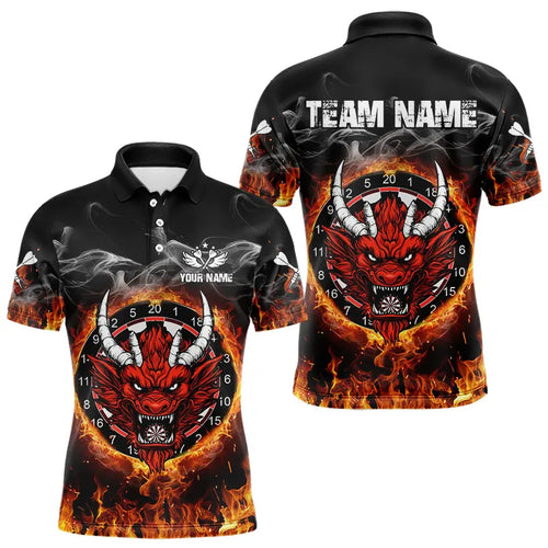 Personalized Fire Dartboard Dragon Dart Shirts For Men Custom Dart Team Jersey Polo & Quarter Zip TDM3807