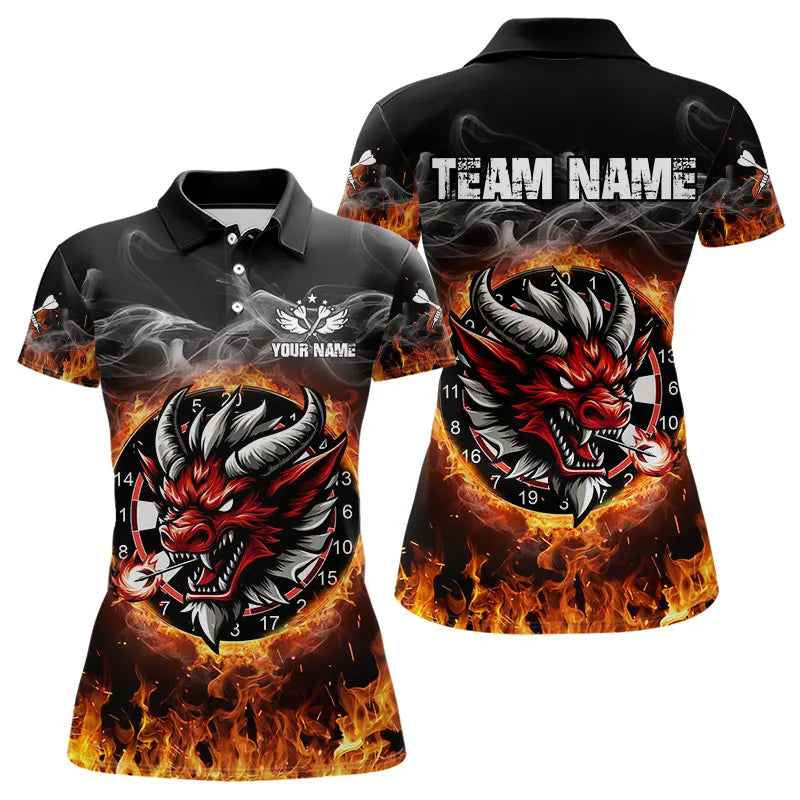 Personalized Fire Dartboard Dragon Dart Shirts For Women Custom Dart Team Jersey Polo & Quarter Zip TDM3808