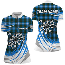Load image into Gallery viewer, Personalized Blue Darts Board Plaid Pattern Women Darts Shirts Custom Darts Team Jersey Attire TDM1538