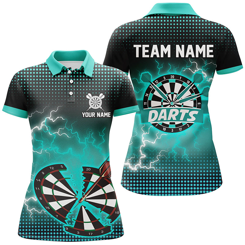 Funny Turquoise Crack Dartboard Thunder Lightning 3D Printed Custom Women Darts Shirts Darts Jerseys TDM1925