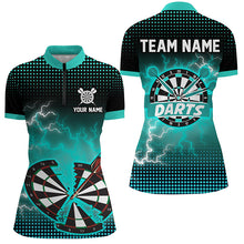 Load image into Gallery viewer, Funny Turquoise Crack Dartboard Thunder Lightning 3D Printed Custom Women Darts Shirts Darts Jerseys TDM1925