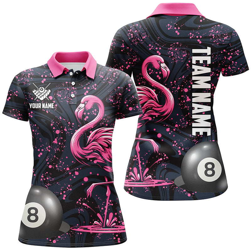 Pink Grunge Flamingo 8 Ball Pool Billiard Shirts For Women Custom Unique Billiard Jerseys Apparel TDM2117