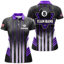 Load image into Gallery viewer, Personalized Purple 8 Ball Pool Billiard Jerseys For Women, Billiard League Team Polo &amp; 1/4 Zip Shirt TDM2864