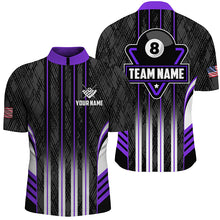 Load image into Gallery viewer, Personalized Purple 8 Ball Pool Billiard Jerseys For Men, Billiard League Team Polo &amp; 1/4 Zip Shirt TDM2864