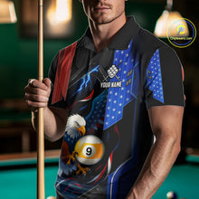 Load image into Gallery viewer, American Flag Eagle 9 Ball Billiard Polo &amp; 1/4 Zip For Men Custom Billiard Jersey, Pool Team Shirt TDM5113