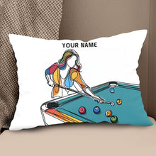 Load image into Gallery viewer, Multicolor Continuous Line Funny Players Billiards Custom White Pillows TDM0822