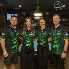 Load image into Gallery viewer, Personalized Dragon 8 Ball Fire Flame 3D Billiard Shirt For Women, Billiard League Team Jersey|Green TDM5594