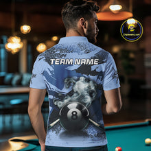 Load image into Gallery viewer, 8 Ball Pool Smoke Custom Blue Camo Men Quarter-Zip Shirts, Billiard Snooker Outfits TDM1014