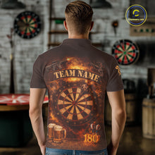 Load image into Gallery viewer, Personalized Fire Flaming Dartboard Beer Darts Polo &amp; 1/4 Zip For Men Custom Darts Team Jersey TDM5827