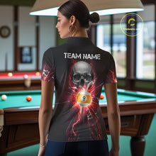 Load image into Gallery viewer, Red 8 Ball &amp; 9 Ball Skull Billiard Shirt For Women Custom Glass Break Pool Team Jersey Polo, 1/4 Zip TDM5973