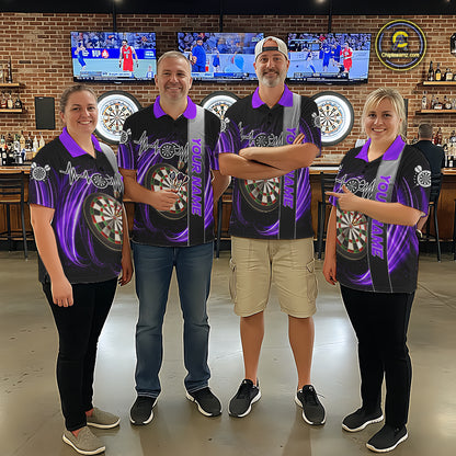 Personalized Purple Swirl Heartbeat Darts Shirt For Men Custom Darts Jersey Team Polo & 1/4 Zip TDM6215