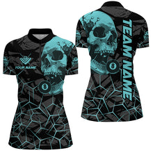 Load image into Gallery viewer, Funny Skull Holding 8 Ball Billiard Custom Women Polo &amp; Quarter-Zip Shirt, Billiard Pool Jersey Shirt TDM1715