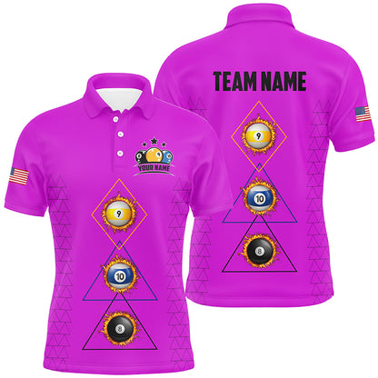 Personalized Billiard 8 Ball 9 Ball 10 Ball Shirt For Men, Unique Team Jersey Purple Billiard Shirt TDM2123