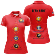 Load image into Gallery viewer, Personalized Billiard 8 Ball 9 &amp; Ball 10 Ball Shirts For Women, Unique Team Jersey Red Billiard Shirt TDM2124
