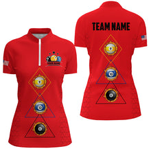 Load image into Gallery viewer, Personalized Billiard 8 Ball 9 &amp; Ball 10 Ball Shirts For Women, Unique Team Jersey Red Billiard Shirt TDM2124