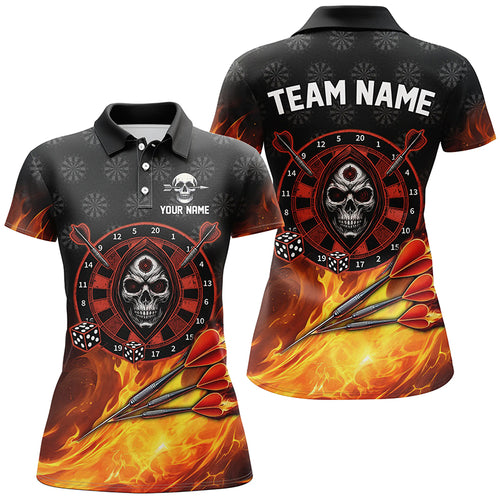 Personalized Skull Best Dart Board 3D Printed Darts Jerseys For Women, Flame Darts Team Shirts |Red TDM2385