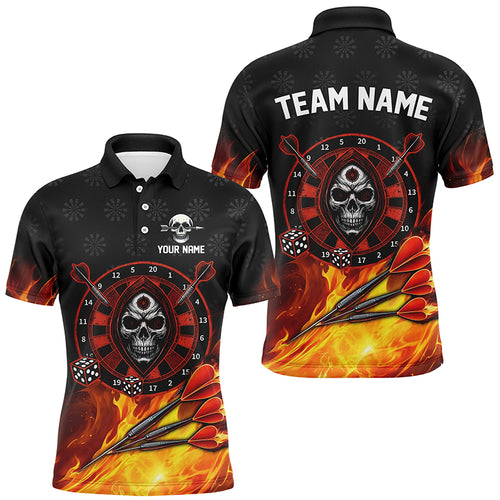 Personalized Skull Best Dart Board 3D Printed Darts Jerseys For Men, Flame Darts Team Shirts |Red TDM2385
