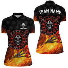 Load image into Gallery viewer, Personalized Skull Best Dart Board 3D Printed Darts Jerseys For Women, Flame Darts Team Shirts |Red TDM2385