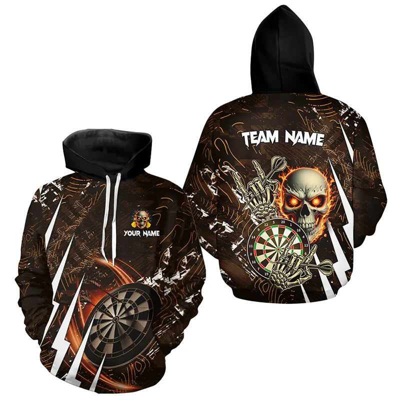 Personalized 3D Skull Darts Hoodie For Men And Women Custom Darts Jersey, Gifts For Dart Players TDM2391