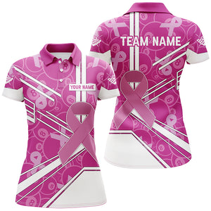 Pink Ribbon Breast Cancer Custom 8 Ball Pattern Billiard Shirts For Women, Pink Billiard Team Jerseys TDM2623