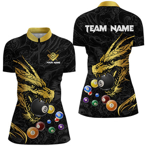 Personalized Yellow Black Dragon Billiard Balls Pool Shirts For Women, Billiard League Team Jerseys TDM2631