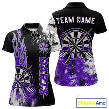 Load image into Gallery viewer, Personalized Purple Grunge Womens Dart Shirts Custom Dart Jerseys Team Polo &amp; 1/4 Zip, Darts Uniform TDM5120