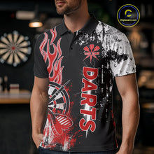 Load image into Gallery viewer, Personalized Red Grunge Mens Dart Shirts Custom Dart Jerseys Team Polo &amp; 1/4 Zip, Darts Uniform TDM5121