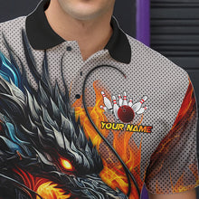 Load image into Gallery viewer, Personalized Dragon And Fire Bowling Shirts Polo &amp; 1/4 Zip For Men, Dragon Bowling Team Jerseys TDM3659