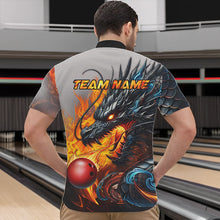 Load image into Gallery viewer, Personalized Dragon And Fire Bowling Shirts Polo &amp; 1/4 Zip For Men, Dragon Bowling Team Jerseys TDM3659