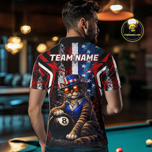 Load image into Gallery viewer, Funny Cat 8 Ball Billiard Shirt For Men Custom Vintage US Flag Pool Team Jersey Polo &amp; 1/4 Zip TDM5983