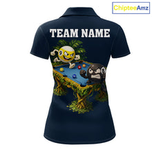 Load image into Gallery viewer, Blue Funny Tropical 8 Ball &amp; 9 Ball Billiard Shirt For Women Custom Pool Team Jersey Polo &amp; 1/4 Zip TDM6444