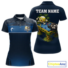 Load image into Gallery viewer, Blue Funny Tropical 8 Ball &amp; 9 Ball Billiard Shirt For Women Custom Pool Team Jersey Polo &amp; 1/4 Zip TDM6444