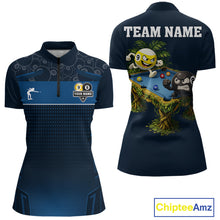 Load image into Gallery viewer, Blue Funny Tropical 8 Ball &amp; 9 Ball Billiard Shirt For Women Custom Pool Team Jersey Polo &amp; 1/4 Zip TDM6444