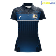 Load image into Gallery viewer, Blue Funny Cat 8 Ball &amp; 9 Ball Billiard Shirt For Women Custom Pool Team Jersey Polo &amp; 1/4 Zip TDM6445