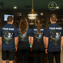 Load image into Gallery viewer, Blue Funny Cat 8 Ball &amp; 9 Ball Billiard Shirt For Women Custom Pool Team Jersey Polo &amp; 1/4 Zip TDM6445